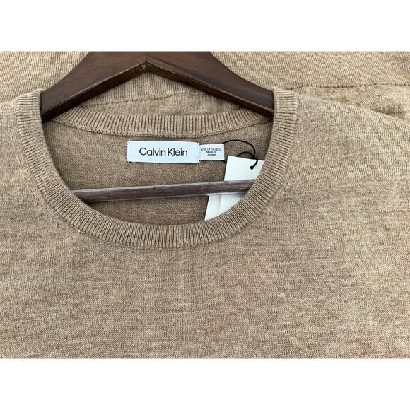 Calvin Klein Men's Extra-Fine Merino Wool Sweater 2XL Tan - Picture 3 of 10